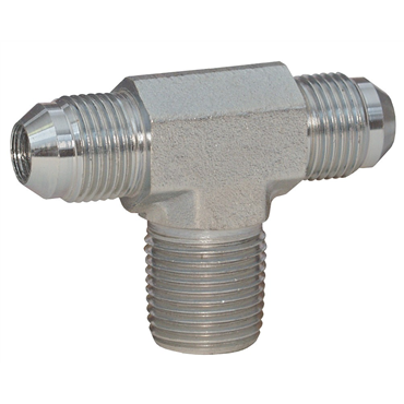 Zinc Plated Steel Male 37° Flare x Male NPTF Branch Tee